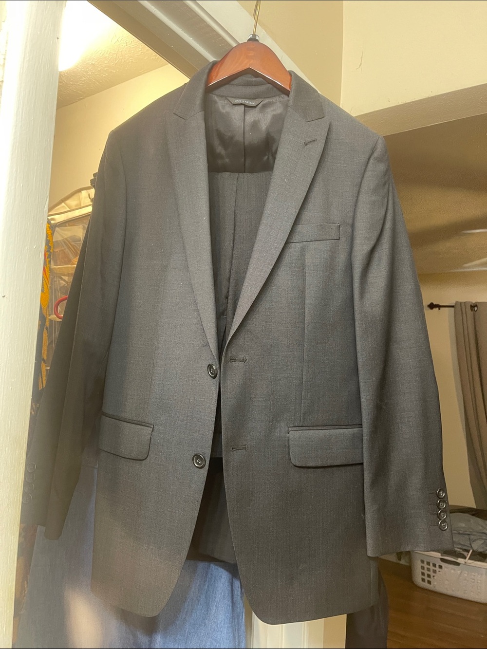 Marc Anthony Men's Charcoal Gray Two-Button Suit Jacket and pants